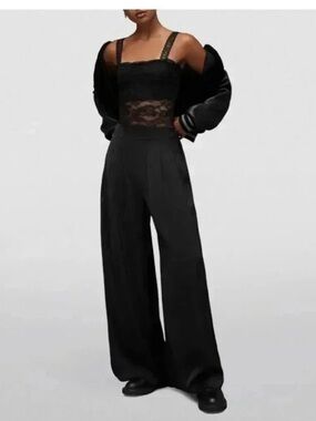 NWOT AllSaints Adlai Wide Leg Corduroy Pants in Black Size 0